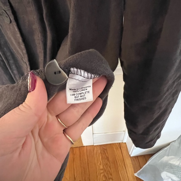 FLAX long Button-Up Jacket charcoal - Picture 4 of 4